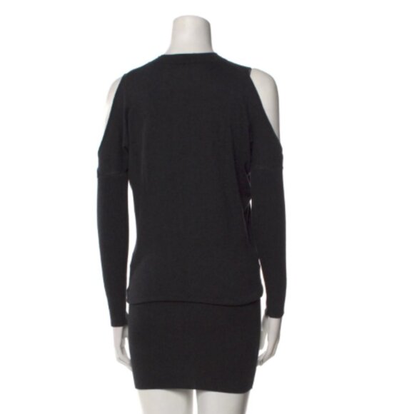 All Satins Crew Neck Cotton and viscose blend Charcoal Midi Length knit Dress XS - Picture 6 of 6